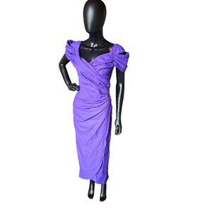 Vintage Purple Off Shoulder Side Sweep